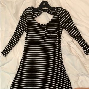 black and white striped dress